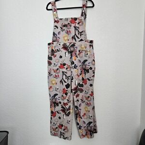Floral Print Women’s Pink Overalls with Adjustable Straps